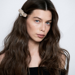 Бант "Стрекоза" бежевый с прозрачным декором