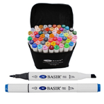 Маркер для скетчинга, двусторонние, Basir, трёхгранные, 13 мм, спиртовые, 60 шт