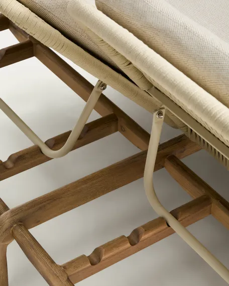 Двойной шезлонг Alipa из массива акации и веревки цвета экрю