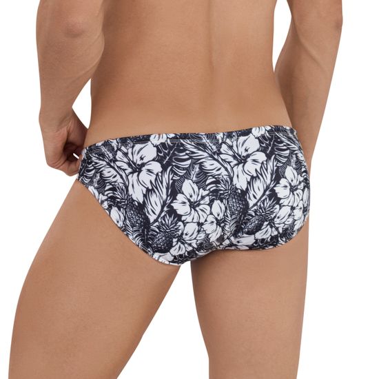 Мужские плавки черные с белым принтом Clever Moda RIDDLE SWIMSUIT BRIEF 115011