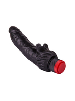 Чёрный вибратор с клиторальными лепестками - 18,5 см. (Цвет: черный)