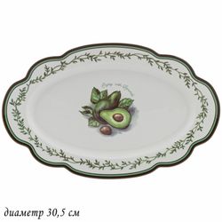 Lenardi 109-069 Овальное блюдо 30,5см АВОКАДО в под.уп.(х18)Фарфор
