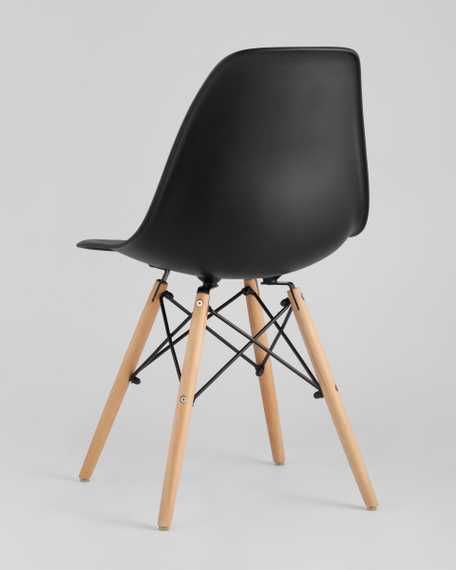 Eames Style DSW черный пластик, стальной каркас, натуральный массив бука