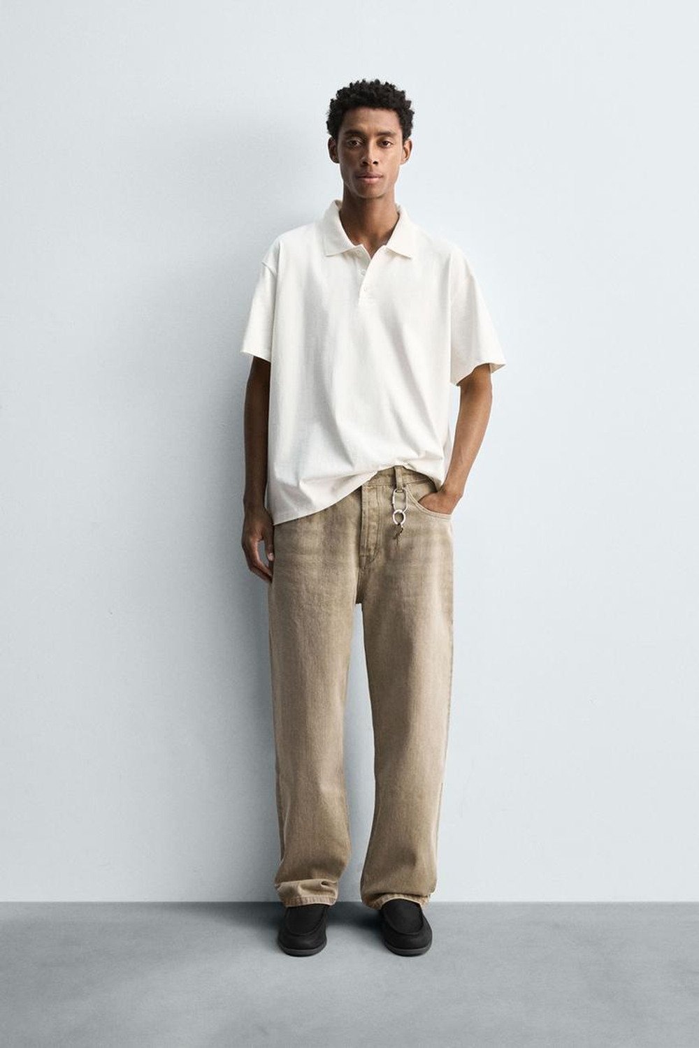 ZARA ПОЛО REGULAR FIT, ЖЕЛТОВАТО-БЕЛЫЙ