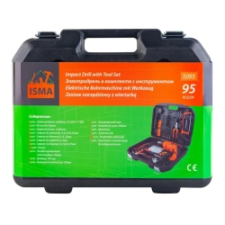 Набор инструментов с дрелью электрической,95пр.(220V,750W,0-2900об/мин),в кейсе ISMA ISMA-1095