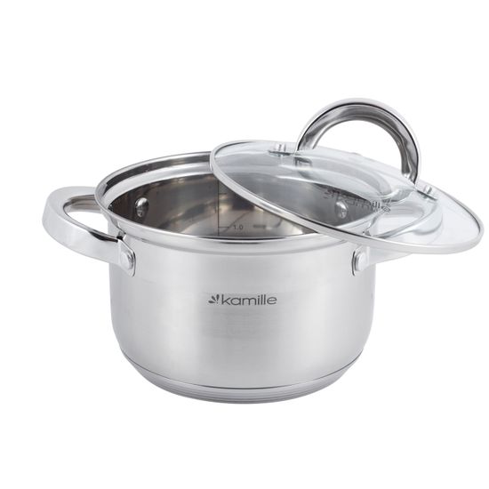 Набор посуды 8 предметов из нержавеющей стали Kamille КМ-5632S (ковш 1,8 л; кастрюли 2,5 л; 3,8 л; 5,8 л)