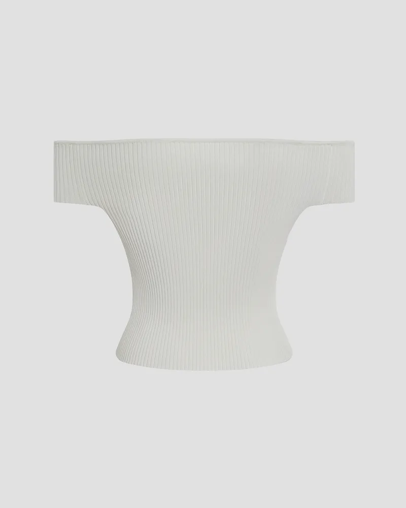 Топ трикотажный с открытыми плечами и короткими рукавами