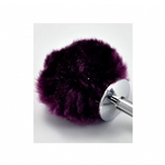 Серебряный анальный плаг с фиолетовым хвостиком