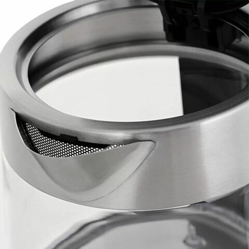 Чайник KITFORT КТ-648, 1 л, 2200 Вт, закрытый нагревательный элемент, ТЕРМОРЕГУЛЯТОР, стекло, серебристый