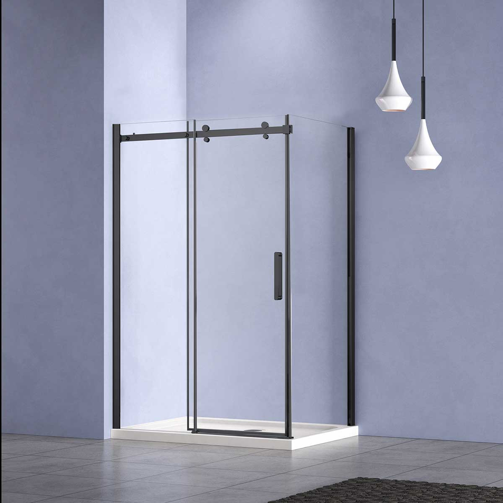 Душевой уголок Комо-Н (Como-N) Vincea VSR-4CN8016CLB, 1600*800, черный, стекло прозрачное