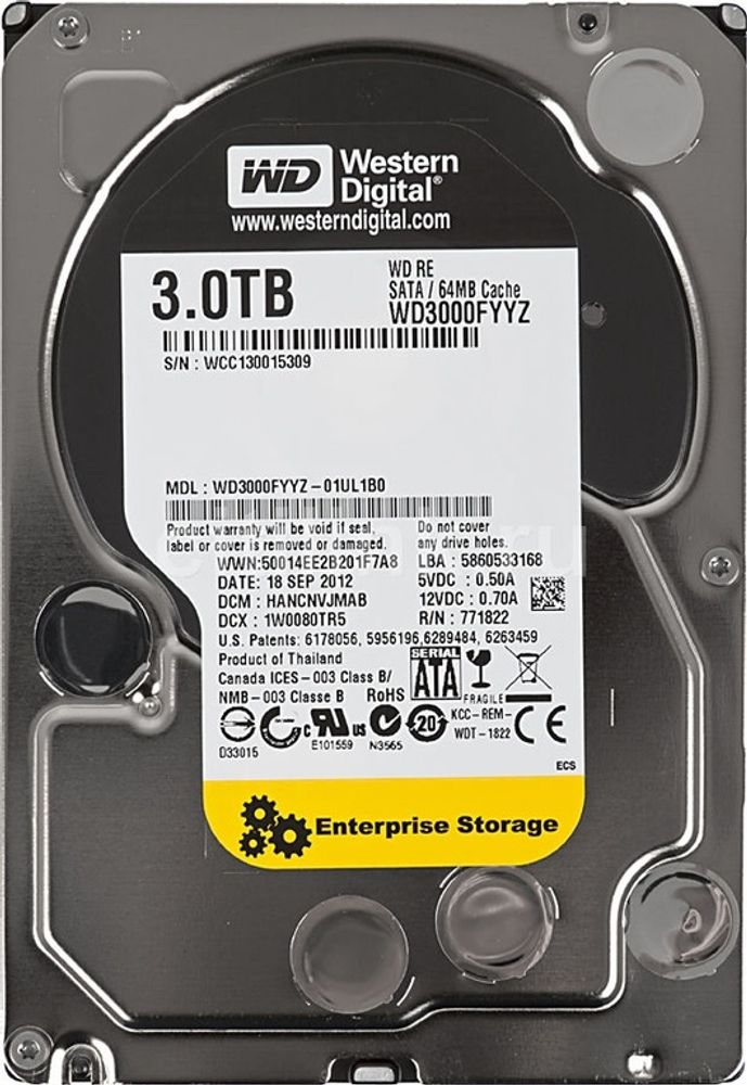 Жесткий диск WD RE WD3000FYYZ, 3Тб, HDD, SATA III, 3.5