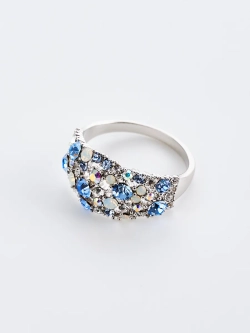Кольцо Россыпь из голубых камней Swarovski