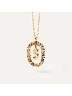 Колье Буква S серебро 925 пробы покрытое золотом