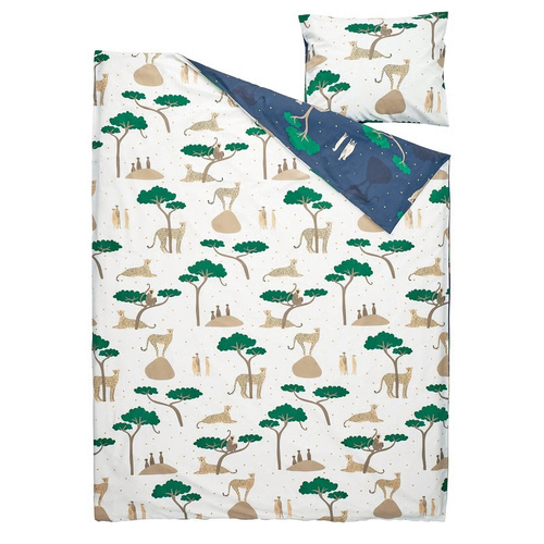 САНДЛЕПАРЕ SANDLОPARE Пододеяльник и наволочка 150x200/50x60 см, звери/саванна