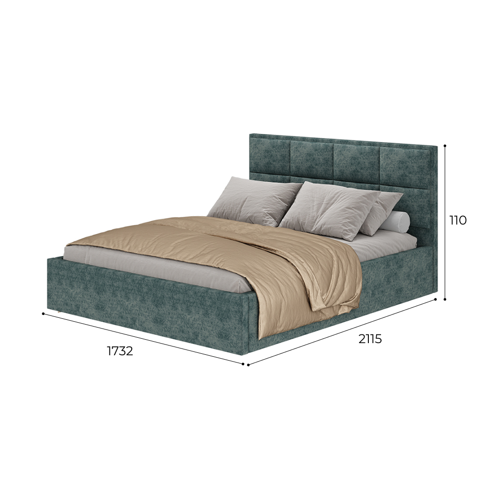 Кровать 160х200 с реечным настилом Линда, морская волна