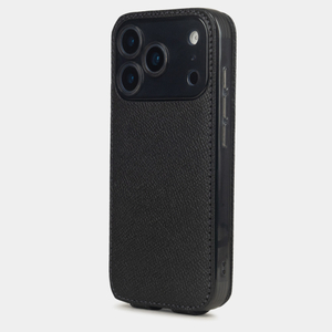 Чехол iPhone 17 Pro Max натуральная кожа сафьяно, черного цвета