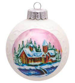 Элита НФШ-1574 Ел. украшение Шар «Домик на берегу» 100 мм