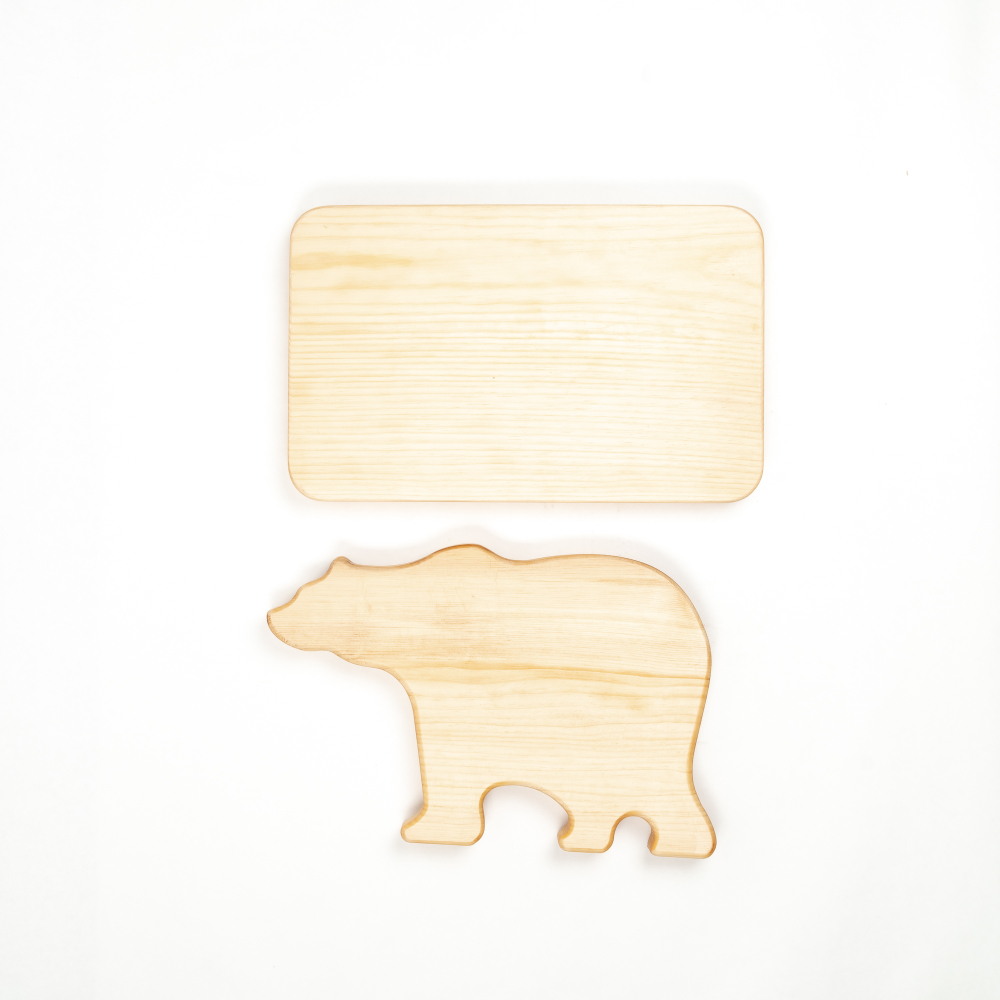 Набор деревянных менажниц из кедра для подачи блюд и закусок "мишка" и "поднос". MGN9