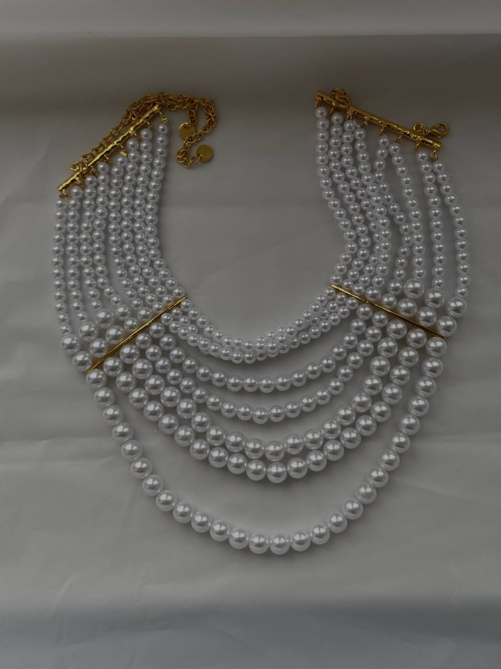 Колье под золото с жемчугом