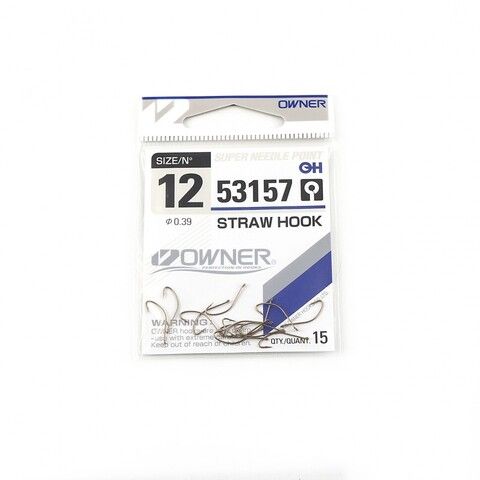 Рыболовный крючок Owner Straw Hook w/eye brown №12 (15 шт)