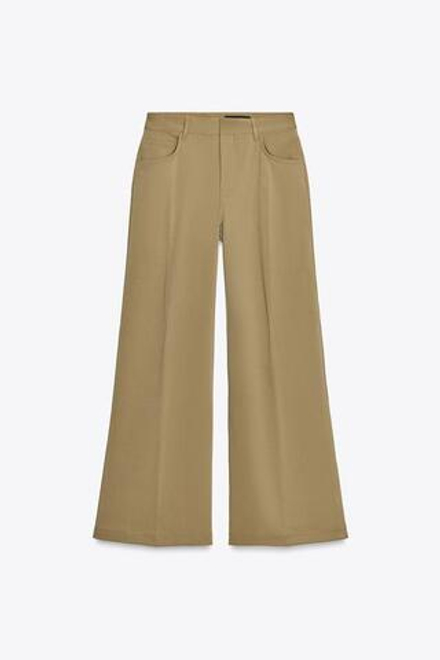 ZARA БРЮКИ ОБЪЕМНОГО КРОЯ — ZW COLLECTION, РЫЖЕВАТО-КОРИЧНЕВЫЙ