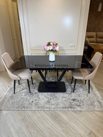 Кухонный раздвижной стол "Леон" Черный мрамор и стулья "Сорренто" 4 шт