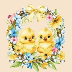 Вафельное полотно "Солнечная пасха" | ш.50 см | 170 г/м² | хлопок-100%