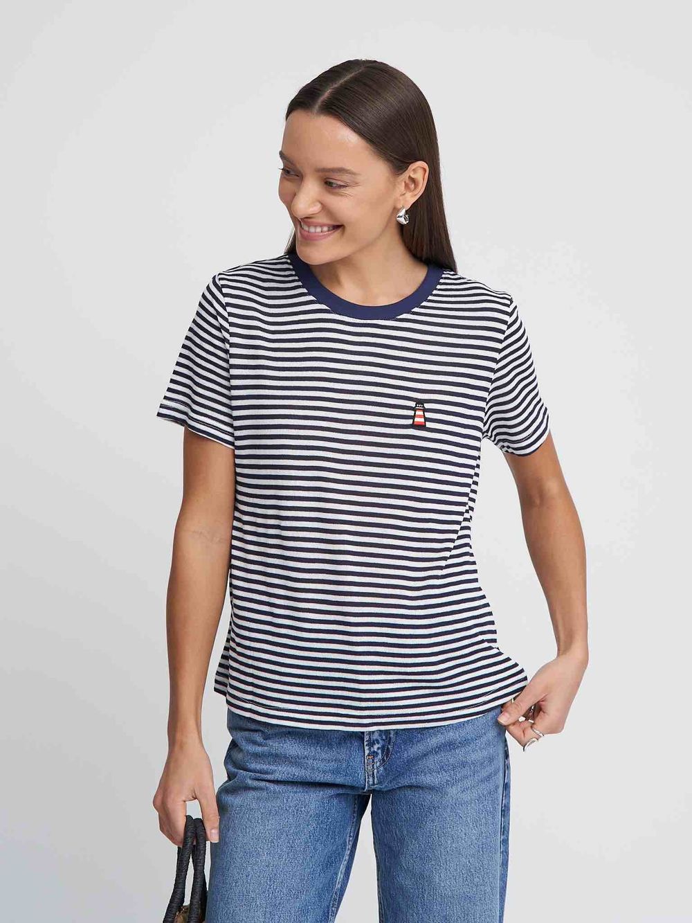 Футболка Kefirmaykifer В Полоску бело-синяя