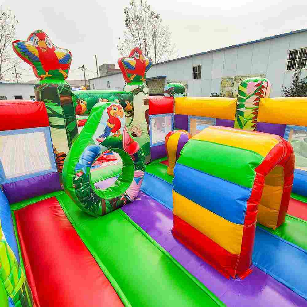 Детский надувной батут «Попугайчики 3» без горки, размер 4*4*2,6 м