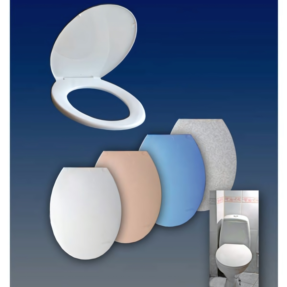 Сиденье для унитаза Евро с крышкой 460*360 (поверхности глянцевые) цвет белый мрамор