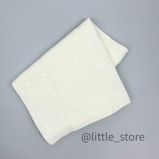 Плед вязаный Молочный, хлопковый; 90х100