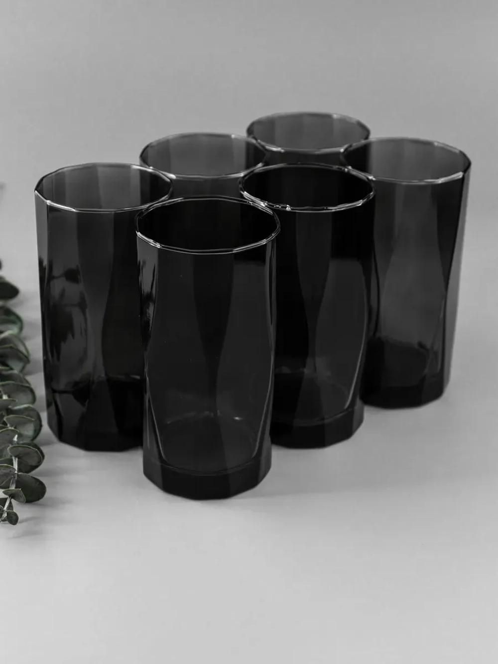 Набор изогнутых бокалов для воды, 450 мл, 6 шт. черные