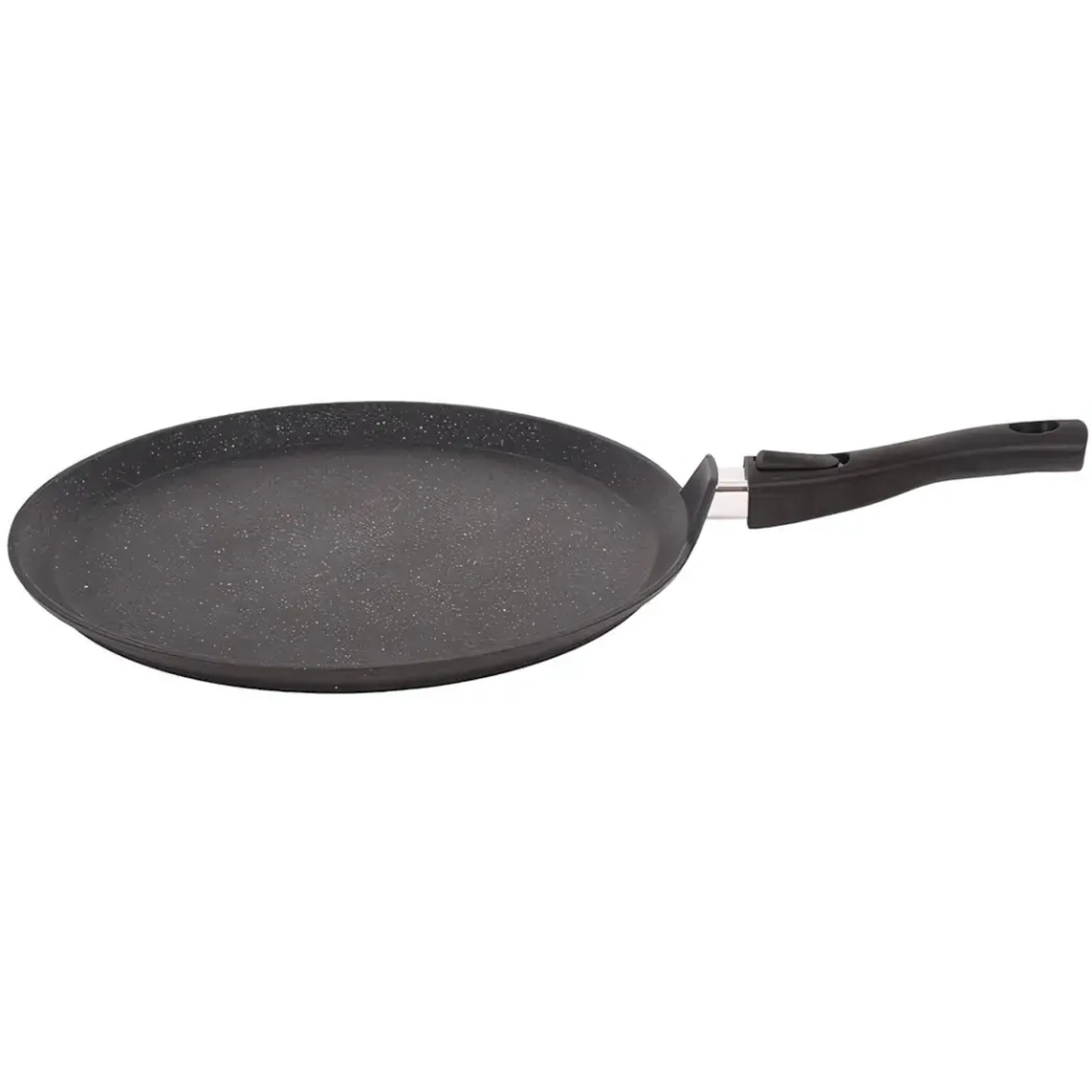 Сковорода-лавашница 35см с ручкой «Мраморная» (темный мрамор) слмт350а