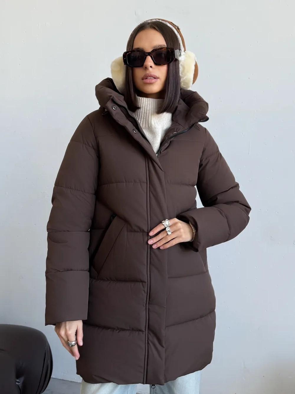 Куртка зимняя удлиненная с капюшоном