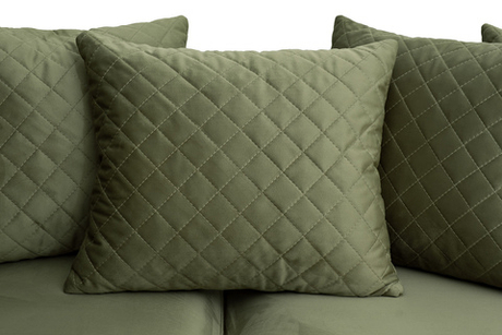 Диван велюровый трехместный Garda Decor Sorrento оливковый с колесиками