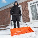Движок для уборки снега пластиковый, 795х435х1280 мм, стальная рукоятка, усиленный Сибртех
