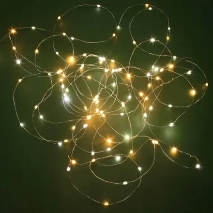 Электрогирлянда внутренняя Нить Паутинка 2м 100LED, теплый белый, серебряный кабель