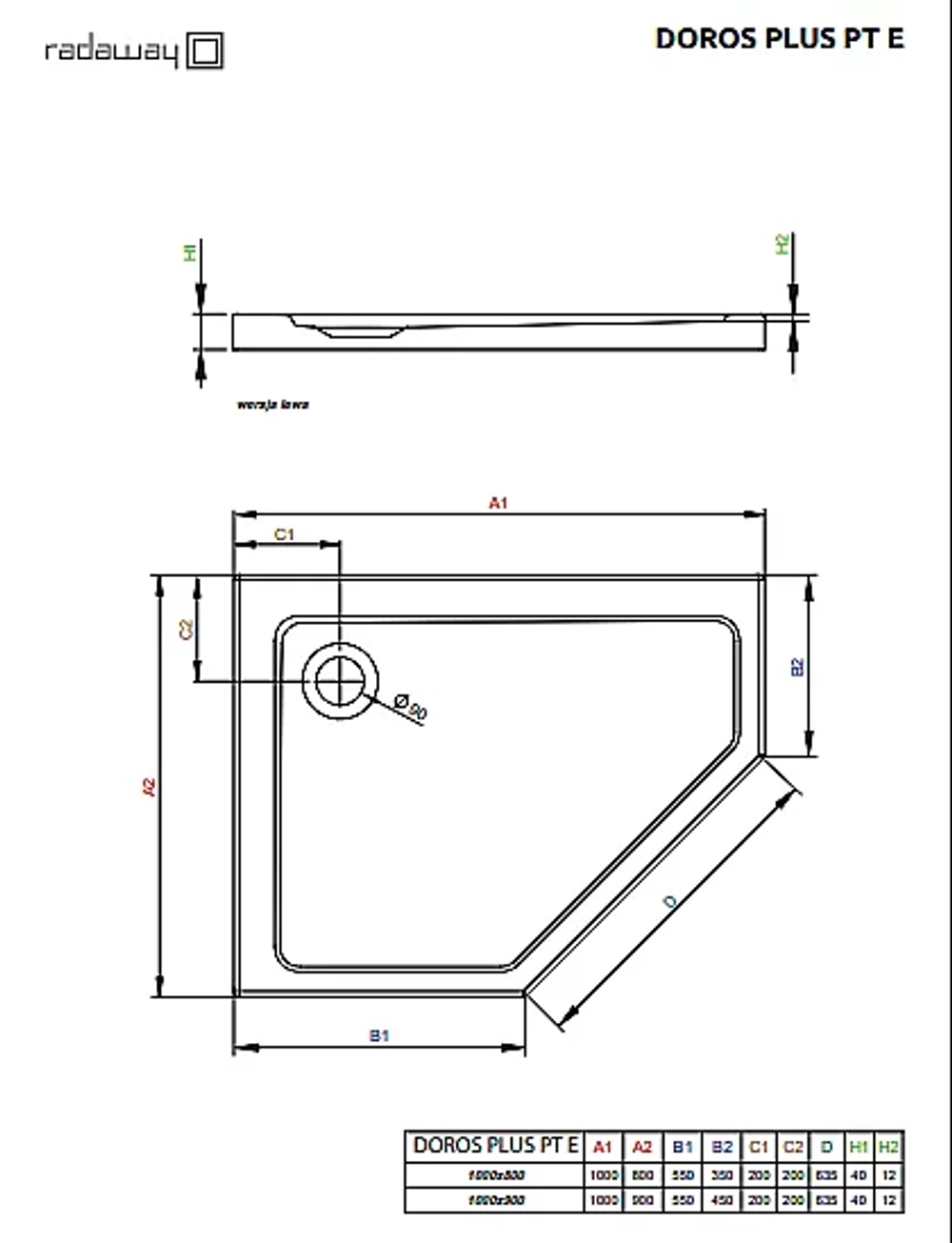 Душевой поддон Radaway Doros Plus PT E 100x90 белый