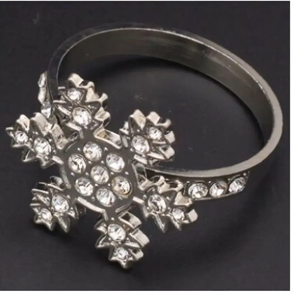 Набор колец для салфеток 6шт «Снежинка»4*4см, серебро