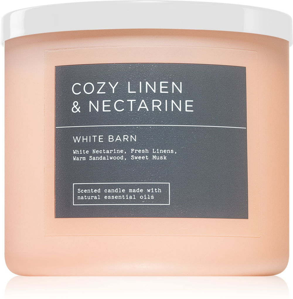 Bath & Body Works Cozy Linen & Nectarine - ароматическая свеча /   411  g  / GTIN 667556141306