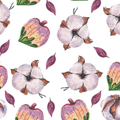 Акварельные коробочки хлопка