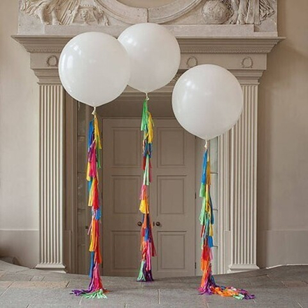 White and rainbow set (3 шара) +tassel