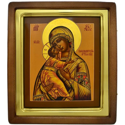 Владимирская Богородица. Рукописная икона в киоте. 34 х 40 см
