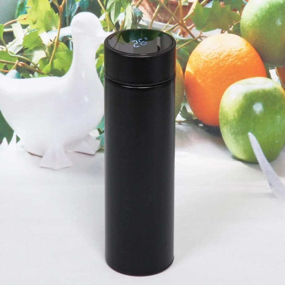 Термос 500мл «Стиль» с датчиком температуры и ситом, черный