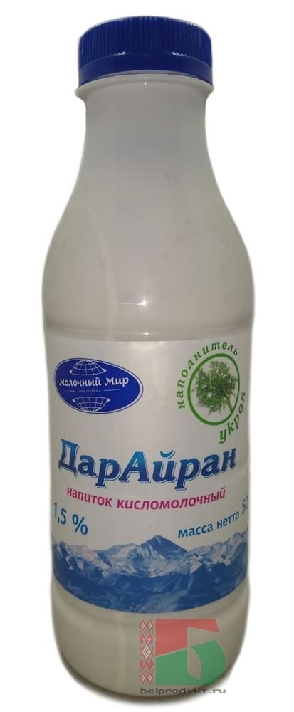 Напиток кисломолочный &quot;ДарАйран&quot; 1,5% 500г. С укропом Молочный мир - купить в Москве с доставкой на дом