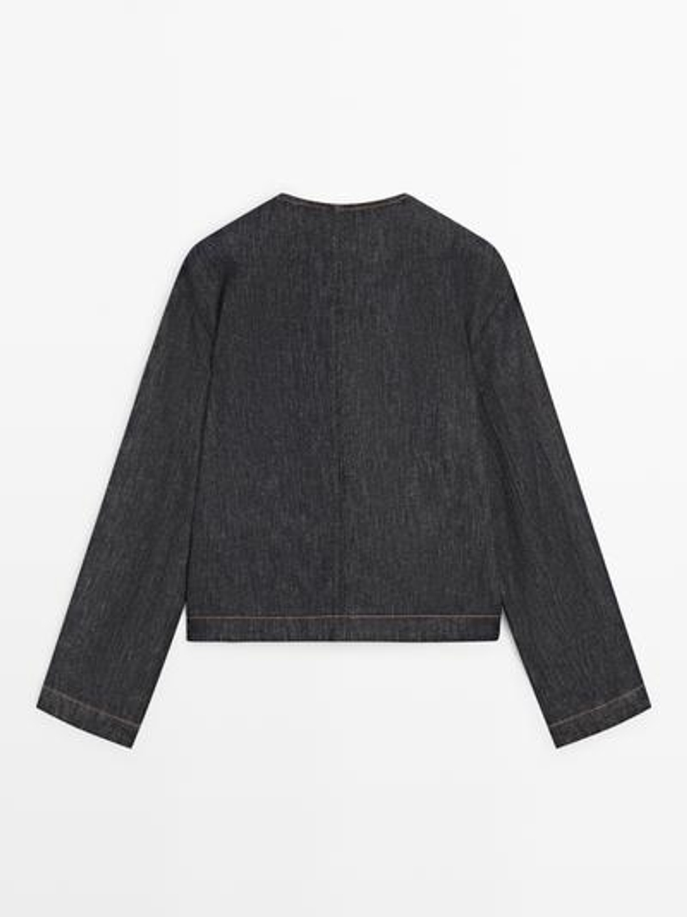 Massimo Dutti Короткая джинсовая куртка из смесового хлопка, темно-синий