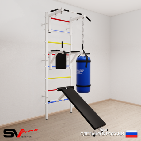 Шведская стенка Sv Sport усиленная 6051 (Турник стандарт/Брусья/Скамья/Цепь/Мешок 15кг)