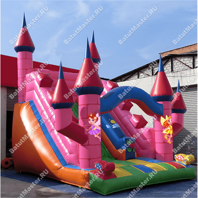 Надувная горка "Розовая крепость"