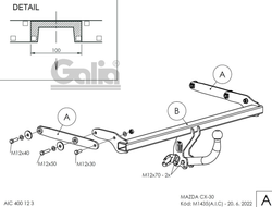 Фаркоп оцинкованный для Mazda CX-30 2019- условно-съемное крепление шара, Galia.M143A