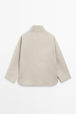 Massimo Dutti Куртка с воротником-стойкой, натуральный/кремовый
